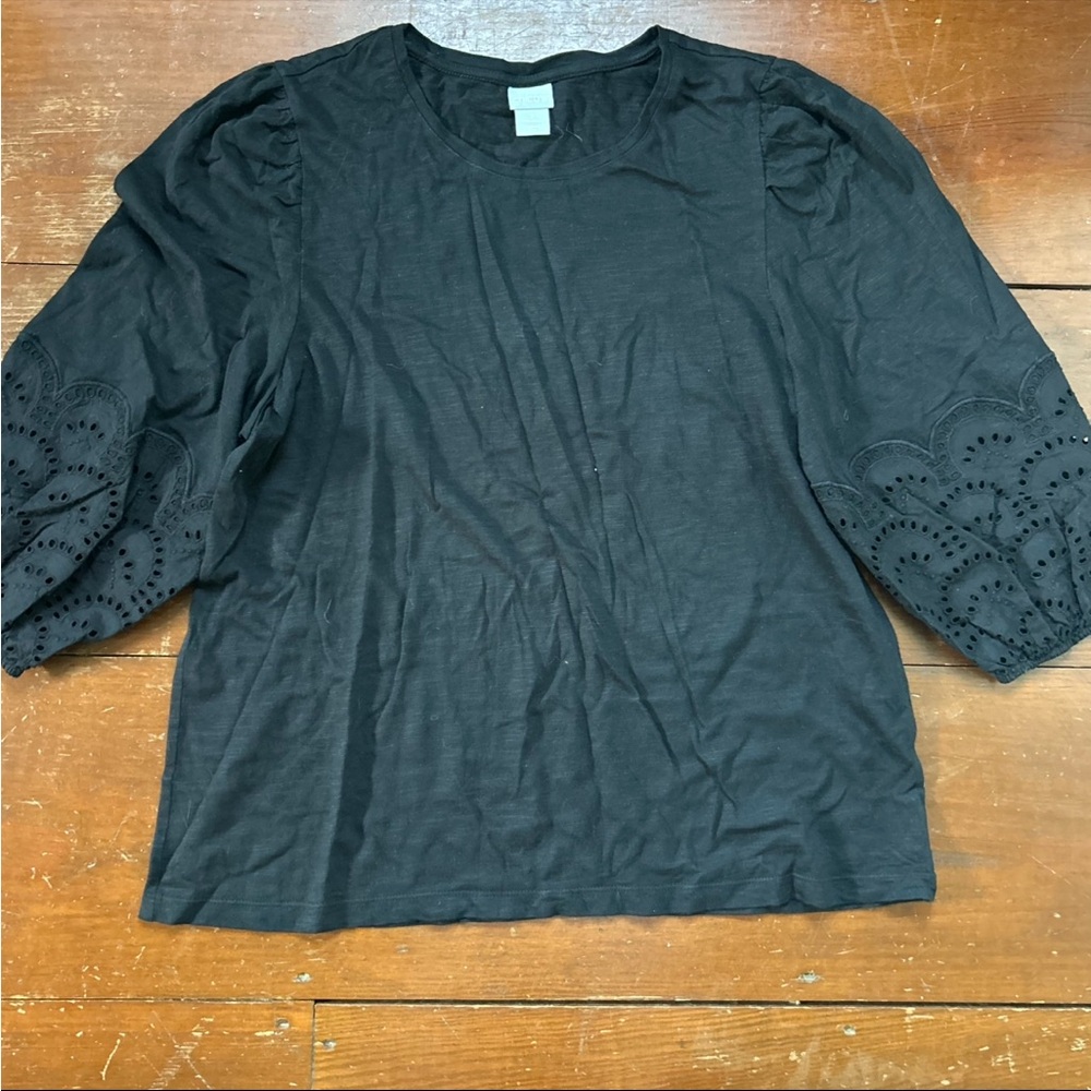 Chico's Black Blouse with Bell Sleeves